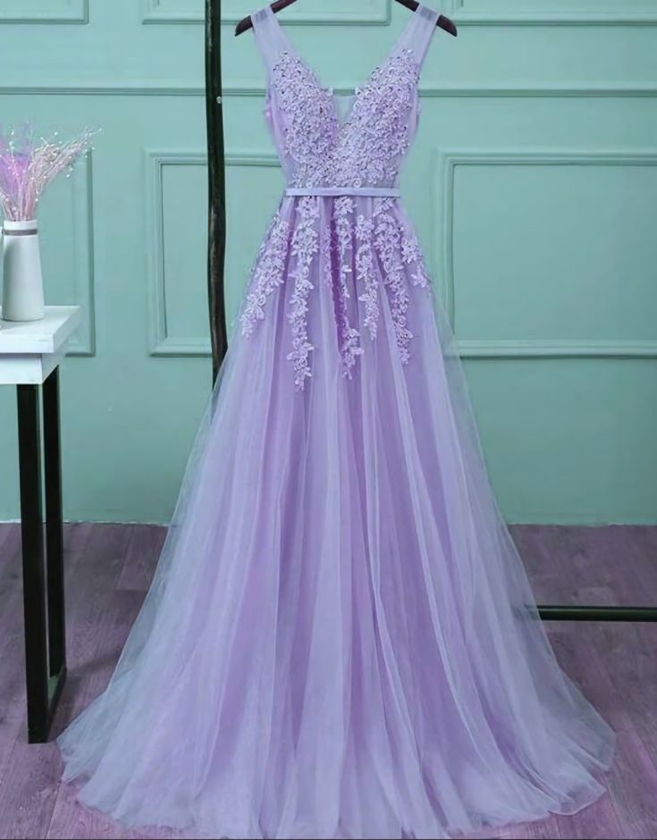 Tulle Floor Length Party Dresses Light Purple Prom Dresses, Purple Prom Dresses Long, Vestido Color Lila, Neon Prom Dresses, Long Party Gowns, Lavender Prom Dresses, Purple Tulle, Purple Prom, 2020 Prom Dresses