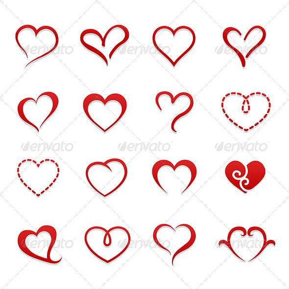 a bunch of hearts that are drawn in red ink on white paper with the words love written below them