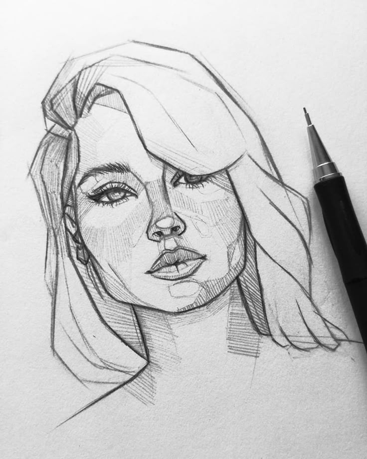 a pencil drawing of a woman's face