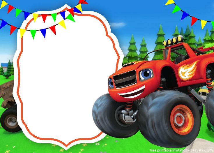 FREE Printable Blaze Truck Invitation Template | Monster truck birthday ...