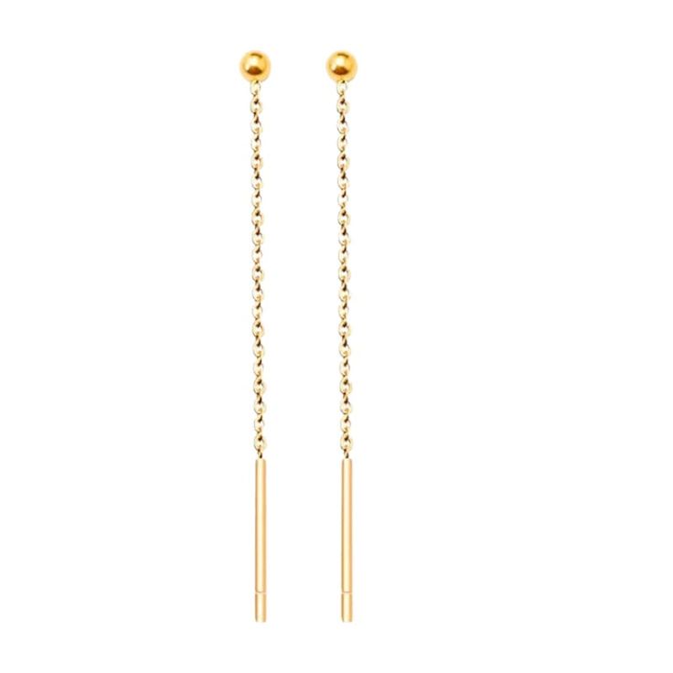 Description: Enhance your look with these exquisite Simple Long Chain Earrings. Crafted with elegance and sophistication in mind, these earrings are the perfect accessory for any occasion. The delicate long chains gracefully dangle, adding a touch of glamour to your outfit. Whether you're dressing up for a special event or looking to elevate your everyday style, these earrings are a versatile choice. Made with high-quality materials, they are lightweight and comfortable to wear all day long. Add Luxury Elegant Earrings With Delicate Chain, Chic Long Drop Linear Earrings For Formal Occasions, Chic Long Drop Linear Earrings For Formal Events, Elegant Dangle Linear Earrings With Box Chain, Elegant Dangle Threader Earrings With Delicate Chain, Elegant Long Drop Linear Earrings With Box Chain, Elegant Gold Chain Linear Drop Earrings, Elegant Gold Chain Drop Earrings, Elegant Linear Drop Earrings With Delicate Chain