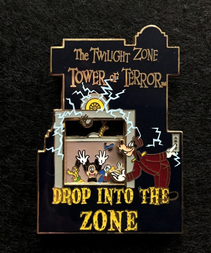 the twilight zone tower of terror drop into the zone disney pinback lapel badge