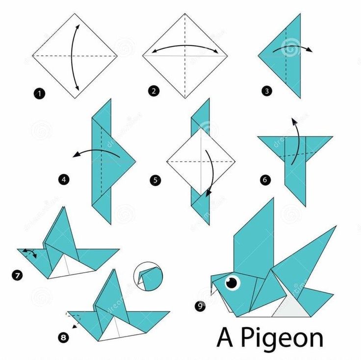 step by step instructions to make an origami bird