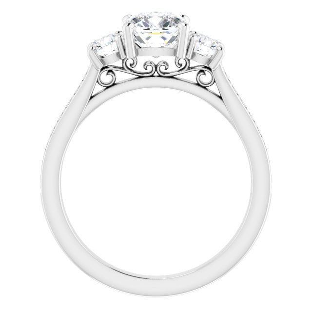 This timeless ring features 1/5 ctw. of dazzling diamonds that adorn the band. A 0.25 ct. or larger oval, asscher, pear, cushion, emerald, square, heart or round shape stone can be set with this ring. Classic Rings With Accent Stones Round Band, White Asscher Cut Diamond Ring For Promise, White Asscher Cut Diamond Promise Ring, Diamond White Emerald Ring For Anniversary With Asscher Cut, Classic Diamond Emerald Ring With Round Band, Timeless White Emerald Ring With Brilliant Cut, Classic Emerald Ring With Diamond Round Band, Fine Jewelry Diamond Ring With Asscher Cut Accent Stones, Fine Jewelry Asscher Cut Diamond Ring With Accent Stones