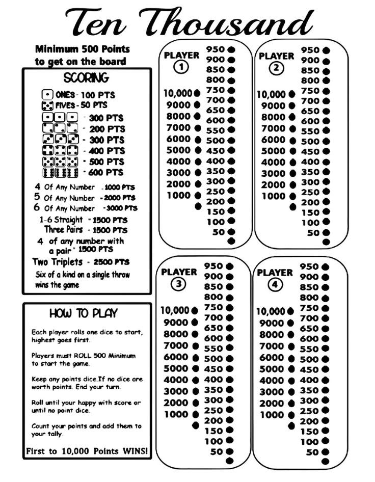 a black and white version of the ten thousand times table for kids to play with