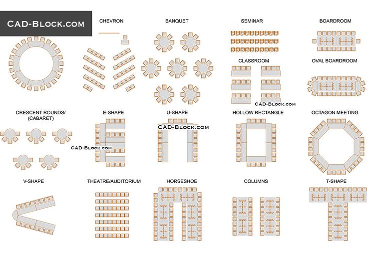 Meeting Room Set-up Styles free 2D CAD blocks download, AutoCAD file ...