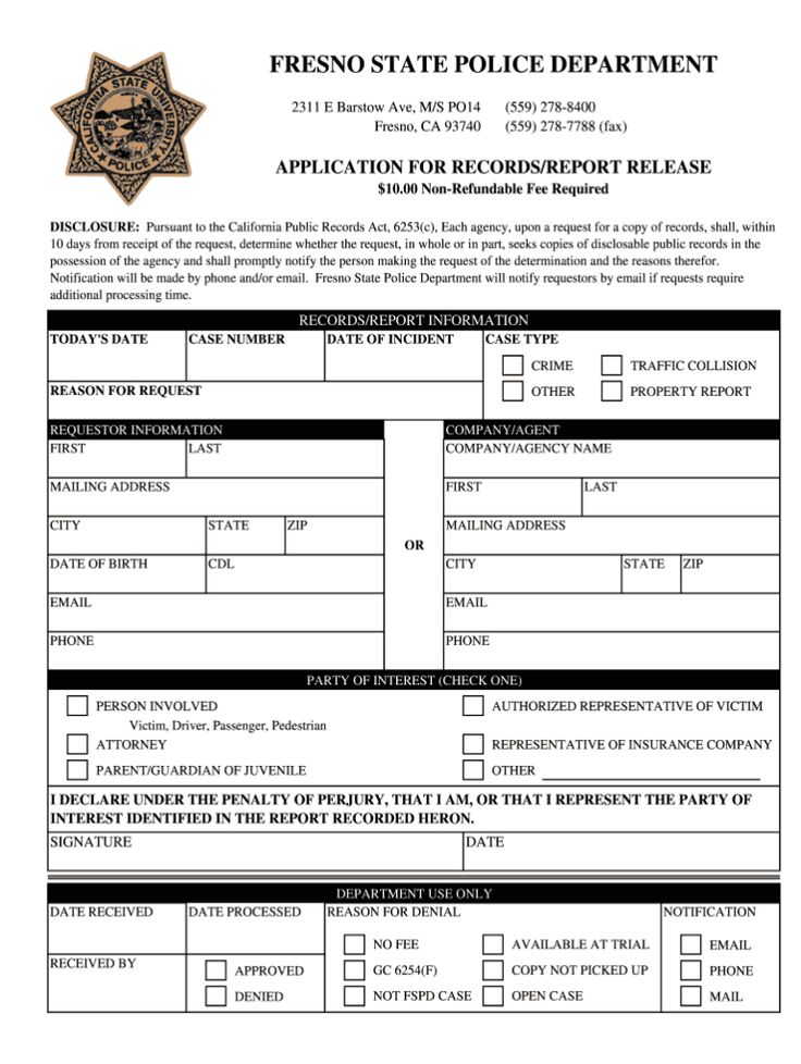 Fillable Police Report Template