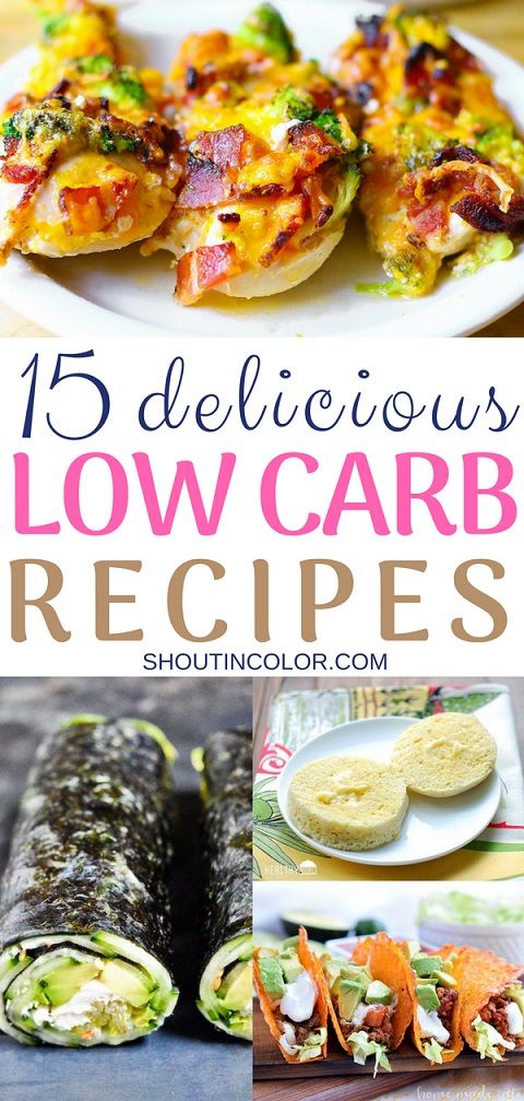 different types of low carb food are shown in this collage with text overlay