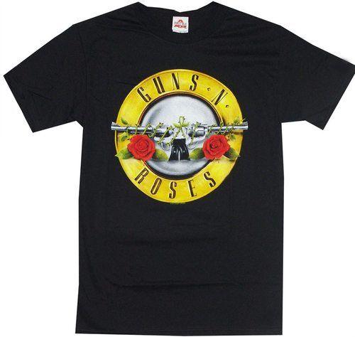 This licensed Guns N Roses t-shirt features the iconic Guns N Roses bullet logo with large red roses on a black shirt | Wear this tee shirt and show your musical allegiance with this  on a 100% cotton tee |tee and classic Guns N Roses design. Diy Vintage Decor, Style Sportif, Band Merchandise, Rock Chic, Mens Tee Shirts, Cotton Shorts, Tshirt Logo, Black Tshirt, Streetwear Fashion