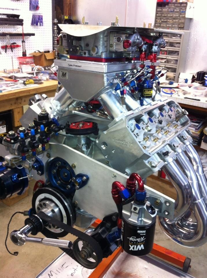 an engine is being worked on in a shop