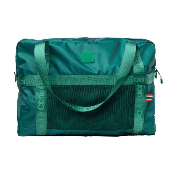 Meet the 7-Eleven® Weekender Duffle Bag: Your ideal travel partner for those on-the-go moments. This green bag features eye-catching webbing, proudly declaring "your favorite convenience," making it a stylish statement piece. Whether it's a weekend escape or daily excursions, this spacious and fashionable duffle bag is Paracord Zipper Pull, Travel Partner, Weekend Escape, 7 Eleven, Green Bag, Stripes Design, Duffle Bag, Carry On, Shoulder Strap