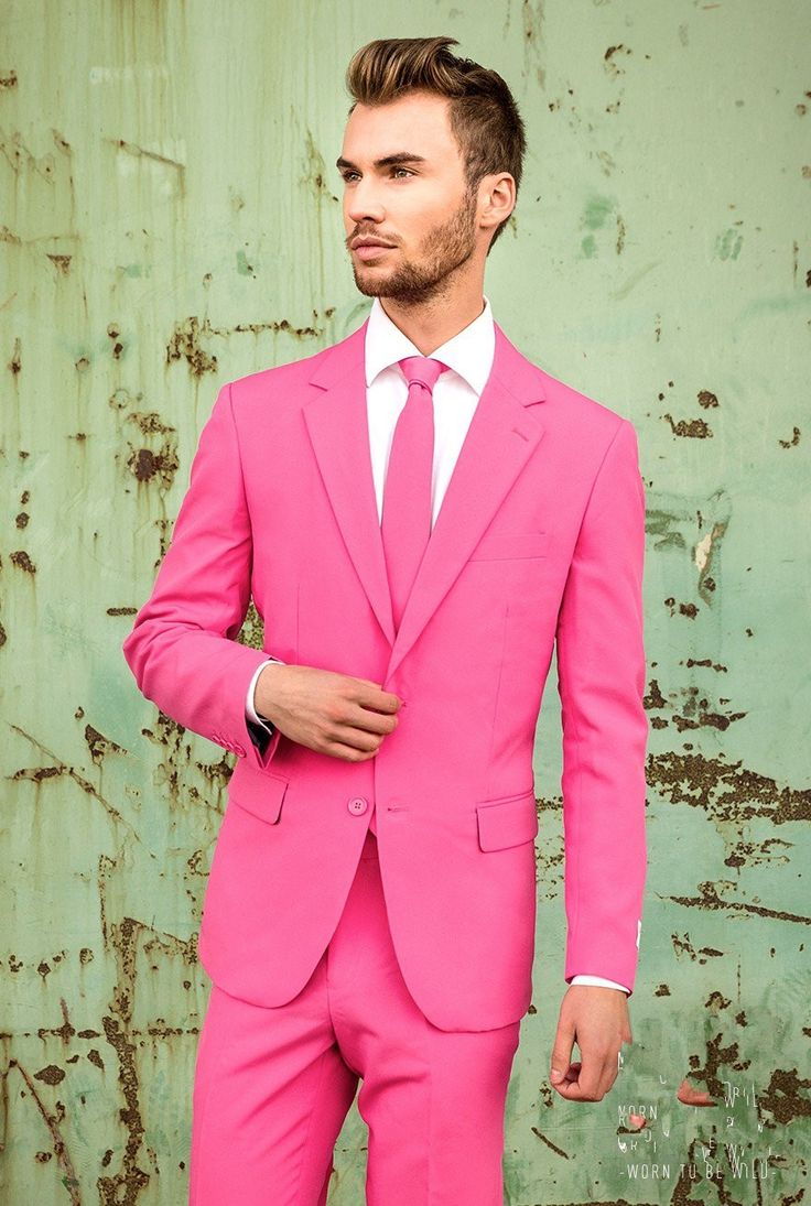 Latest Coat Pant Designs Hot Pink Men Suit Slim Fit 2 Piece Casual Tuxedo Custom Fashion Party Suits Terno Masculino Jacket+Pant Spring Jacket Outfit, Pink Jacket Outfit, Pink Suits, Pink Tuxedo, Male Suit, Trousers Mens, Groom Tuxedo, Wedding Suits Groom, Outfits Hombre