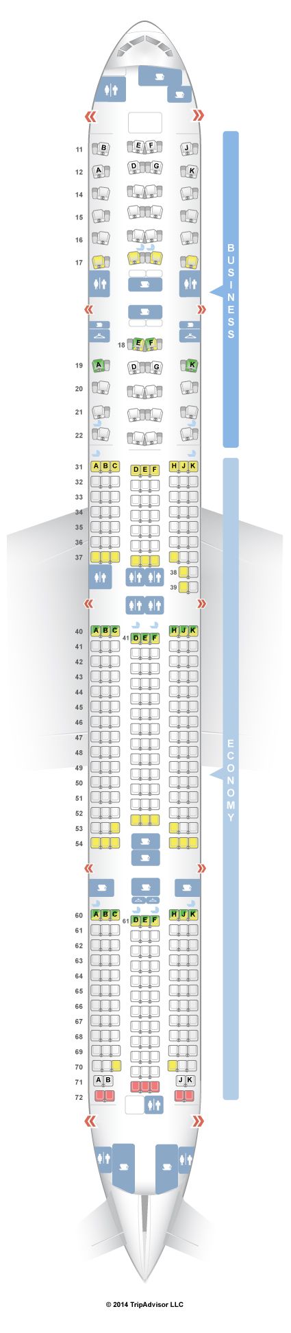 the seating plan for an airplane with several seats and numbers on each seat, as well as