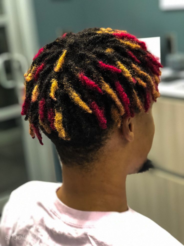 I dyed my hair hot pink & blonde Mens Locs, Loc Colors, Dreads Short Hair, Colored Dreads, Boondocks Drawings, Dreads Hairstyles, Blonde Dye, Blonde Dreads, Pink Blonde