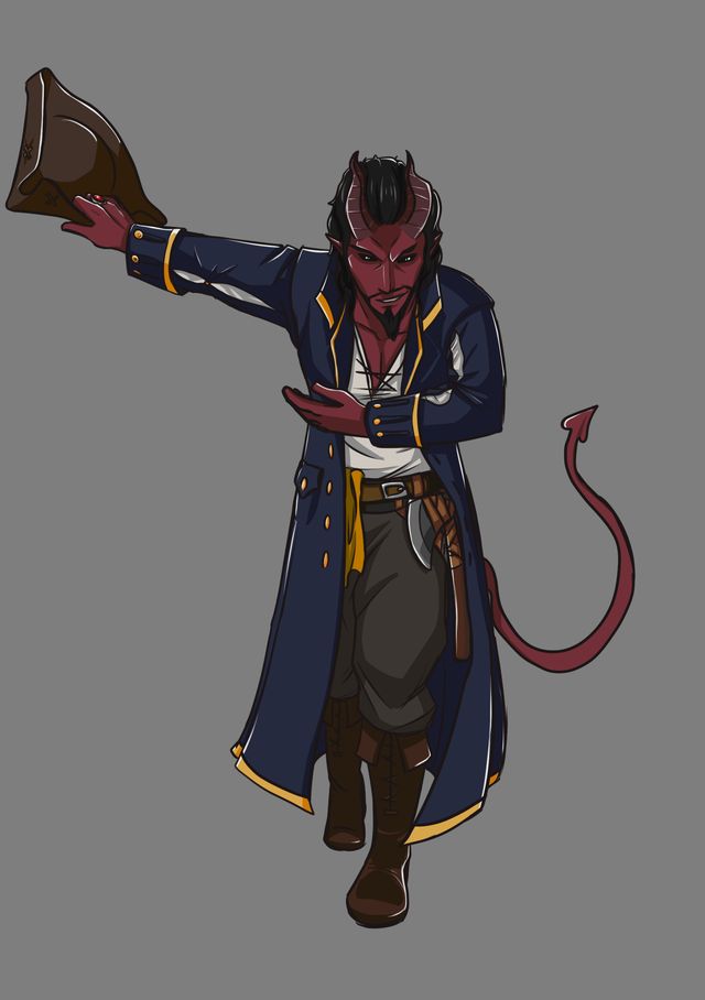 [OC] Captain Euripides, a Tiefling Warlock I drew as a commission ...