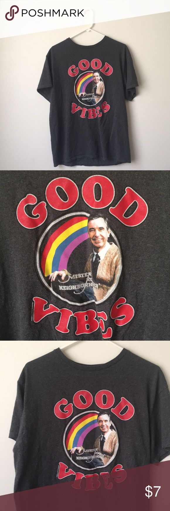 'Good Vibes' Tee Shirt Mr. Rogers graphic tee. Fits true to size. Shirts Tees - Short Sleeve Graphic Tee Fits, Mr Rogers, Good Vibes, Tee Shirt, Graphic Tee, Graphic Tshirt, Graphic Tees, Tee Shirts, Shop My