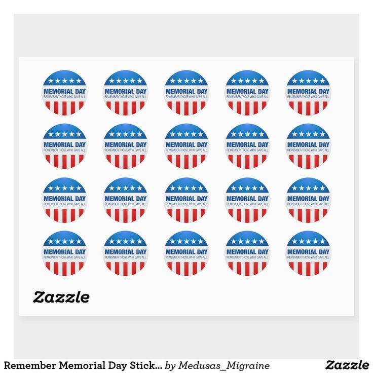 the memorial day sticker sheet is shown in red, white and blue with an american flag pattern