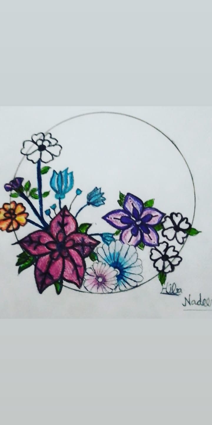 Flower design drawing with pencil colours | Flower drawing design ...