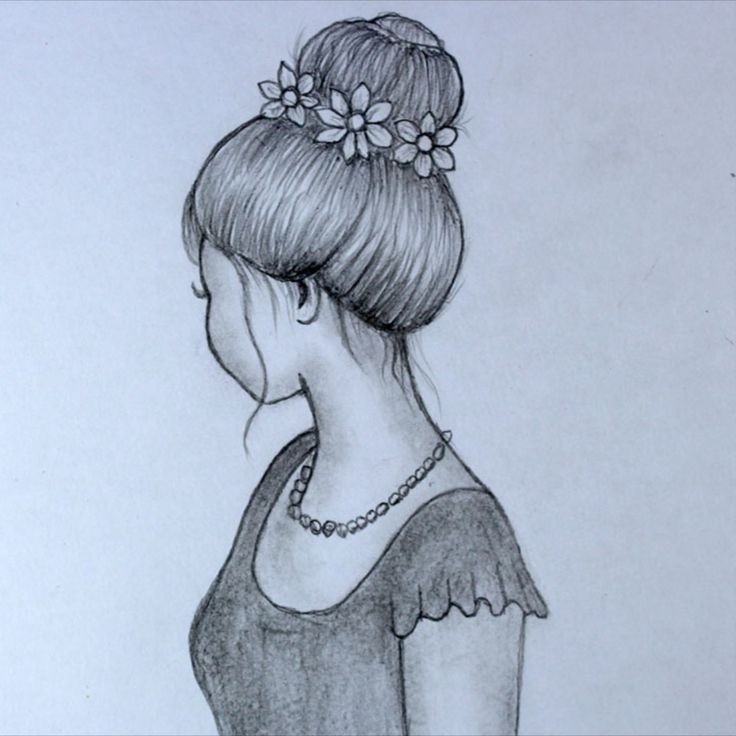 a drawing of a woman with flowers in her hair