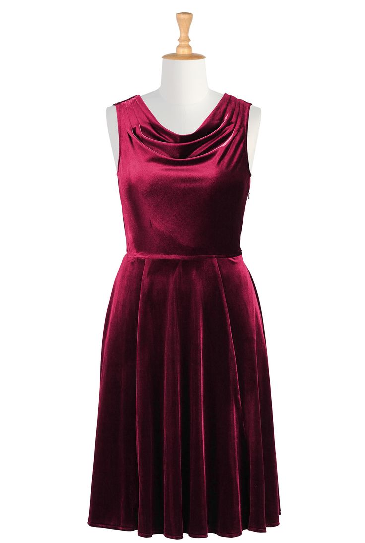 eShakti - Cowl Neck Stretch Velvet Dress - sizes XL to 6X plus custom sizes Stretch Velvet Dress, Sweater Tights, Formal Occasion Dress, Velvet Cocktail Dress, Red Cocktail Dress, Skirts And Tops, Exclusive Dress, Holiday Party Dresses, Plus Size Beauty