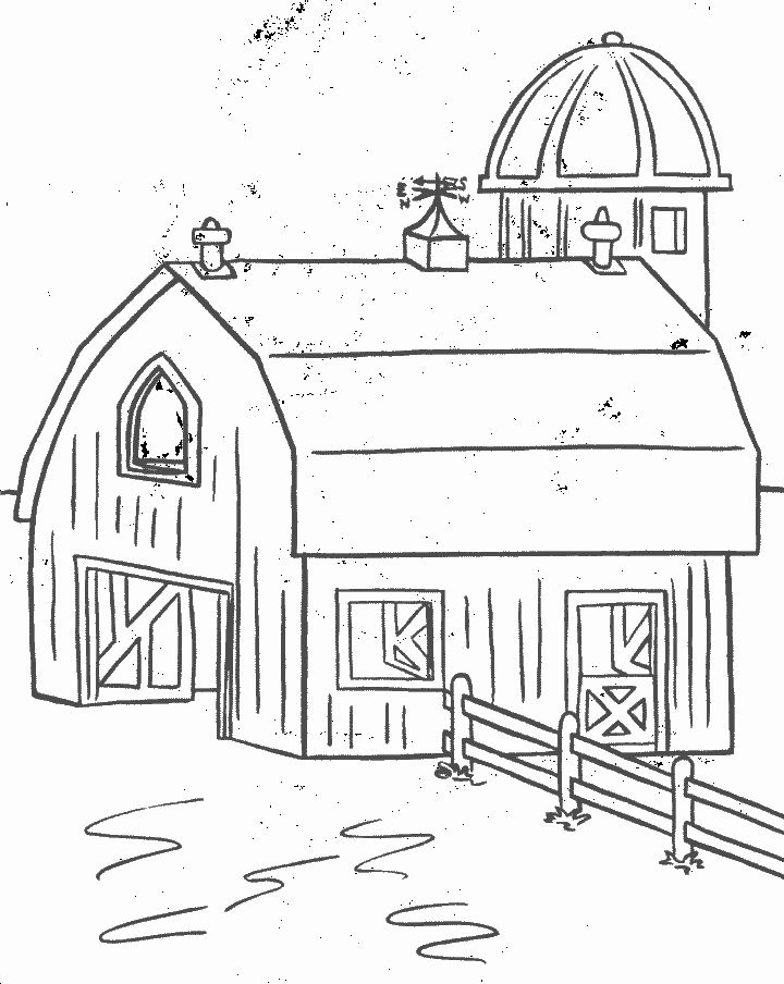 a black and white drawing of a barn