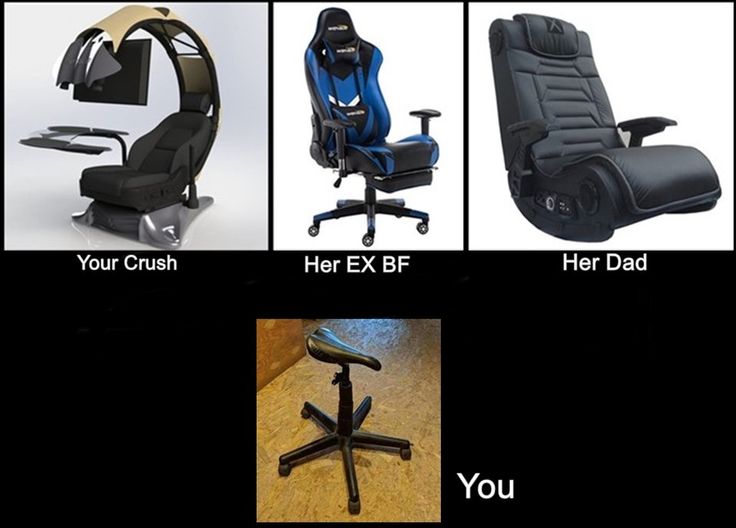 four different types of office chairs with the words tu crush su ex supaa tu