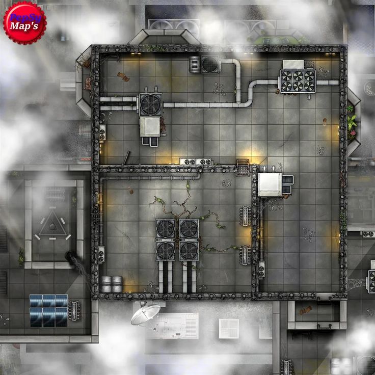 an overhead view of a building in the clouds