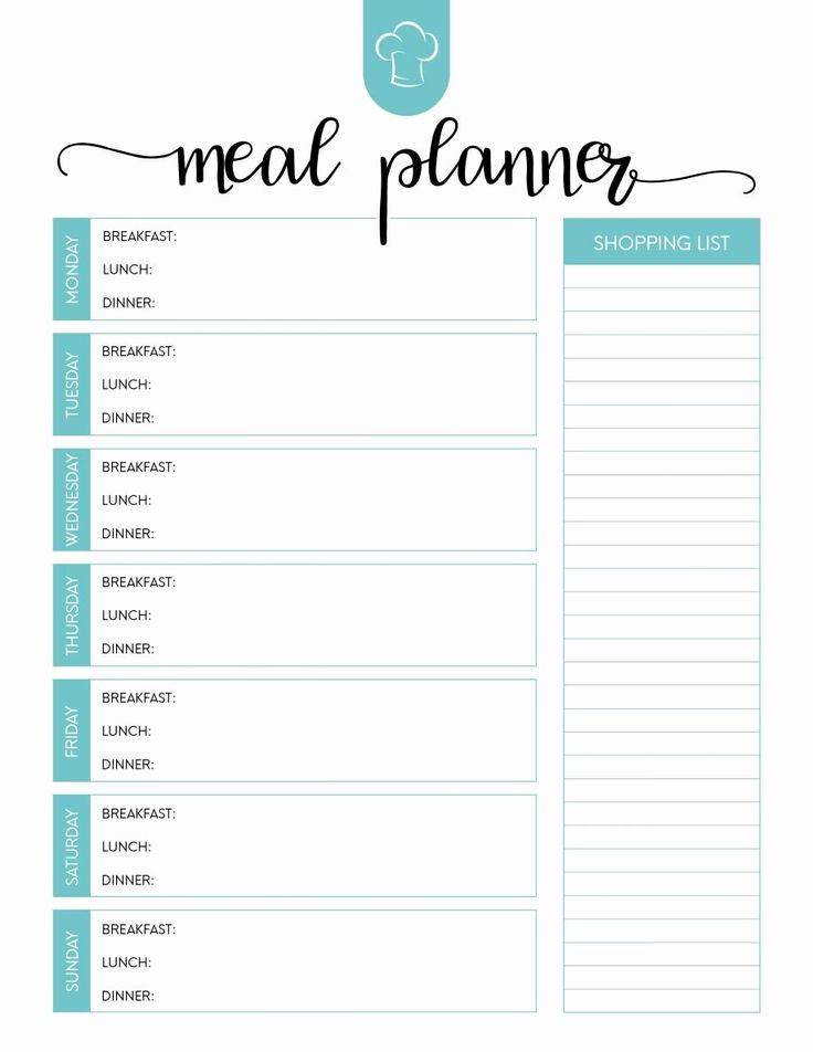 Weekly Meal Planner Template Word Inspirational Printable Meal Planning ...