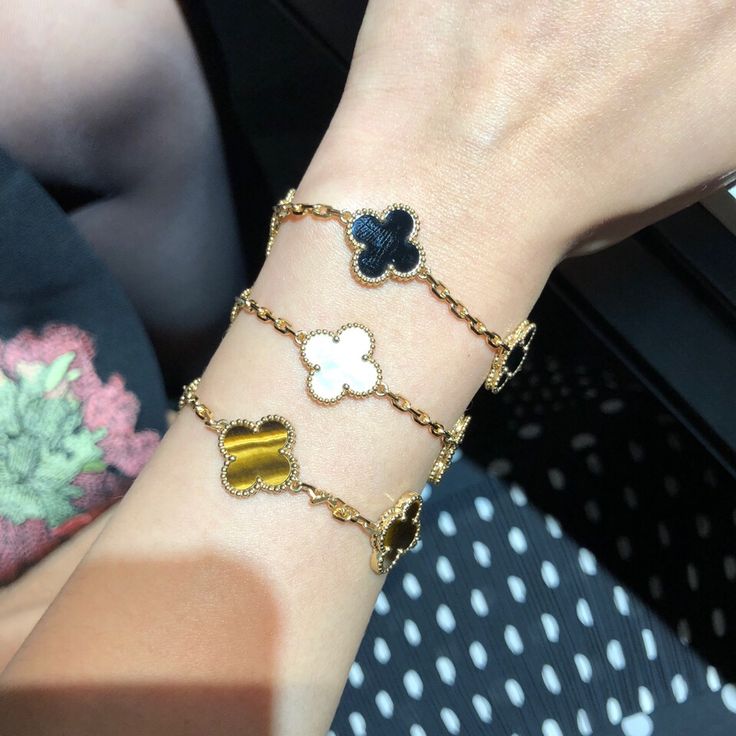 Please show me your VCA Alhambra 5 motive stacking? | Page 3 - PurseForum Cleef And Arpels Jewelry, Handbag Care, Goodluck Charms, Jewelry Must Haves, Jewelry Cartier, Van Cleef And Arpels Jewelry, Gold Pearl Bracelet, Van Cleef And Arpels, Style Français