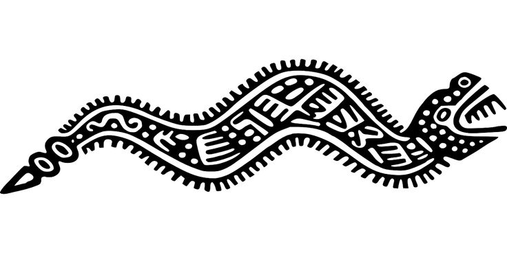 a drawing of a snake with an intricate design on it's head and tail