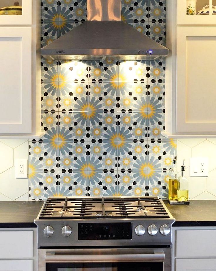 a stove top oven sitting inside of a kitchen next to white cupboards and cabinets