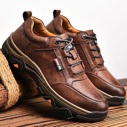 Category:Trainers Athletic Shoes; Upper Materials:Synthetics; Season:Winter,Fall; Gender:Men's; Activity:Hiking Shoes; Toe Shape:Round Toe; Style:Casual,Sporty,Classic; Outsole Materials:TPU (Thermoplastic Polyurethane),TPR (Thermoplastic Rubber); Occasion:Daily,Outdoor; Closure Type:Lace-up; Pattern:Solid Colored; Shipping Weight:0.6; Listing Date:10/20/2021; Foot Length:; SizeChart1_ID:2:165809; Size chart date source:Provided by Supplier. Casual High-top Hiking Boots For Winter, Hiking Sneakers With Round Toe, Brown Low-top Hiking Boots For Winter, Casual Low-top Brown Hiking Boots, Hiking Walking Shoes With Laces And Round Toe, Casual Low-top Winter Boots, Hiking Walking Shoes With Laces, Casual Hiking Sneakers For Fall, Casual Winter Hiking Boots With Cushioned Footbed