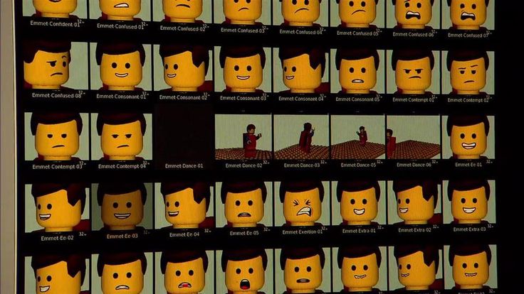 there are many legos with different facial expressions on the faces and head, all in yellow