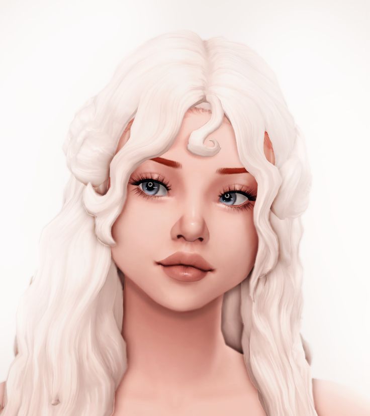 a digital painting of a woman with long white hair