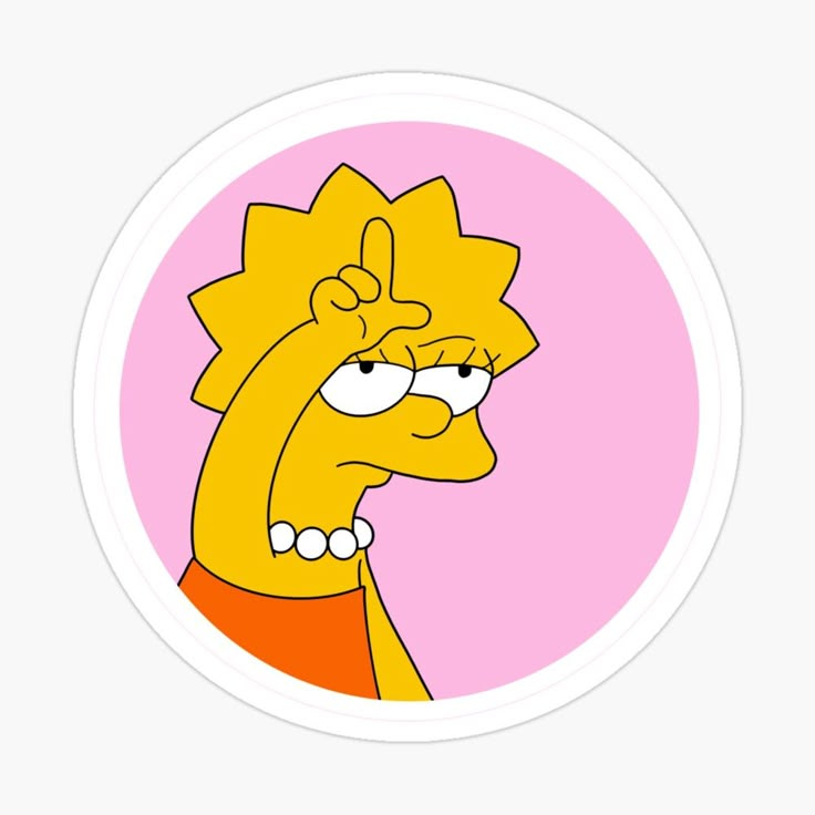 the simpsons character sticker on a pink background