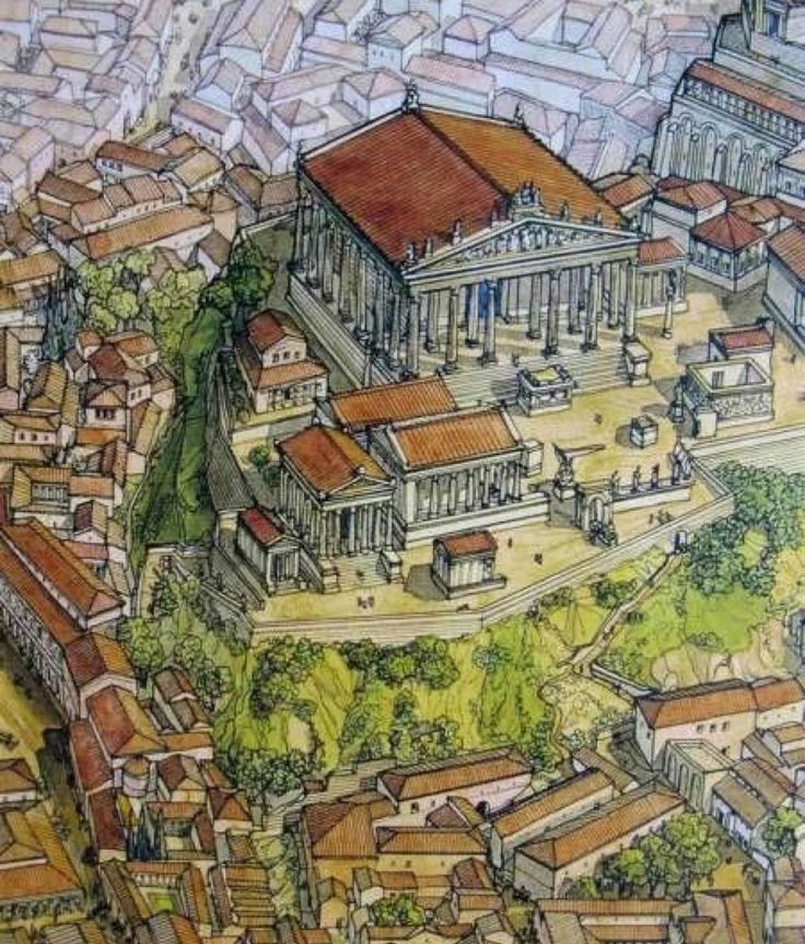 an aerial view of the ancient city of pompei