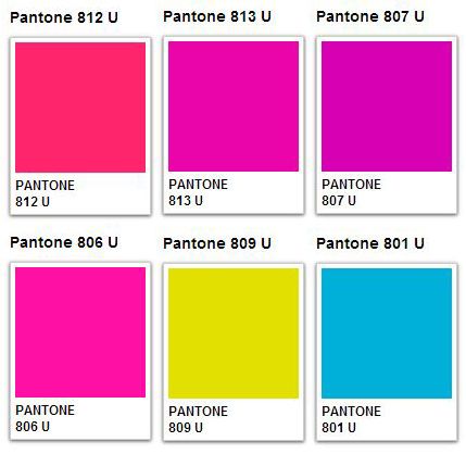 the pantone color chart for all different colors and sizes, including pink, blue, yellow