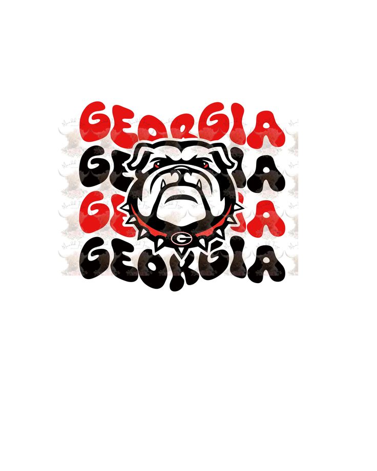 an image of a bulldog with the words georgia and georgia written in red on it