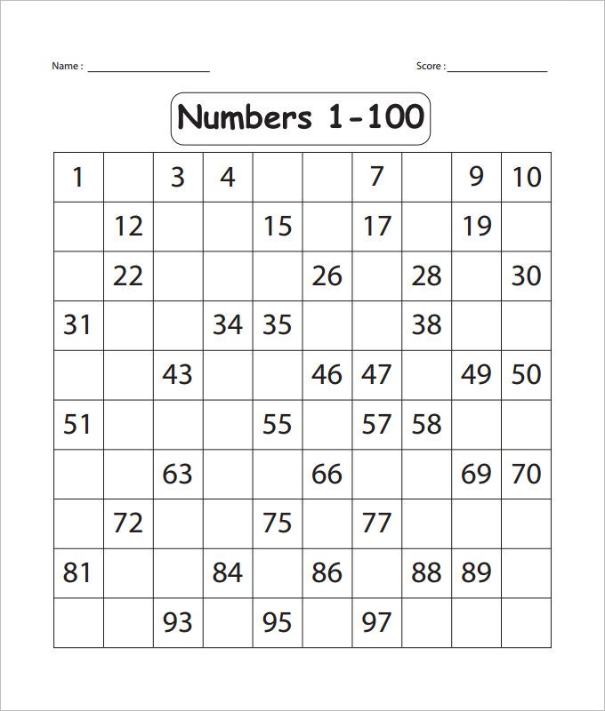 10+ Sample Missing Numbers Worksheet Templates | Free & Premium ...