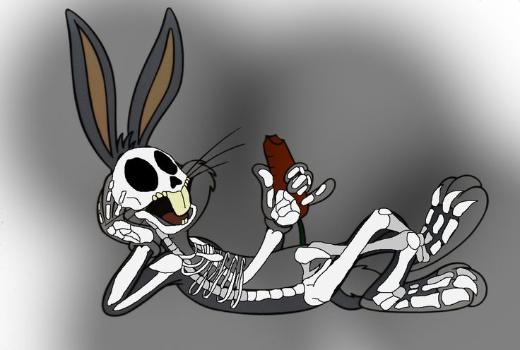 a skeleton rabbit holding a beer in it's mouth