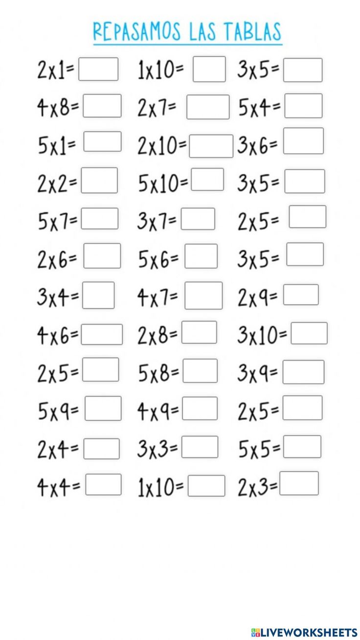 a printable worksheet for the spanish version of refasmos las tablas