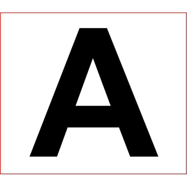 a black and white sign with the letter a in it's center, on a red border