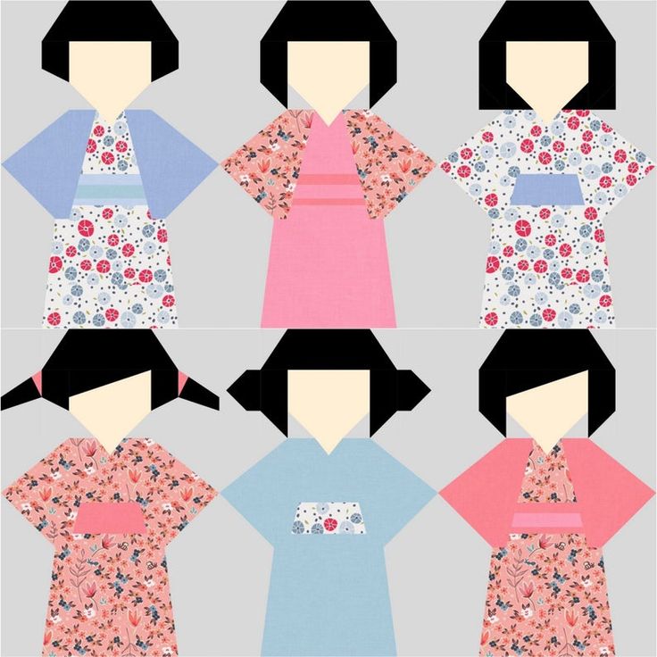 four different types of kimonos with flowers on them