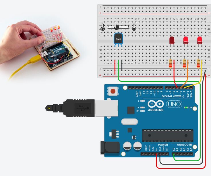 TMP36 Temperature Sensor With Arduino in Tinkercad | Arduino, Arduino ...