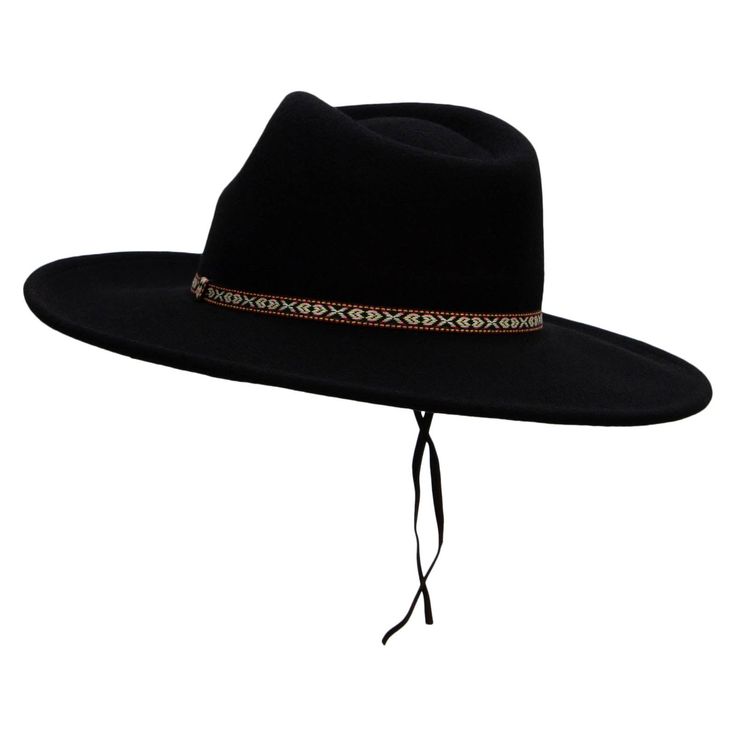 Unisex Leather Band Pinched Crown Large Brim Wool Fedora Hat100% wool.M(57cm), L(59cm) and XL(61cm) sizes.Leather band, pinched and 3 1/2 inches deep crown.Large and 2 1/2 inches wide brim.Adult/Unisex. Great for those enjoying fedora and Western style hats.Fall and Winter.13 1/2(W) X 15(L) X 5(H) inches.Thick, soft and durable material.Dry clean only.Imported. Black Wool Felt Hat For Winter, Black Wool Hat Band For Rodeo, Black Wool Hat For Rodeo, Black Wool Rodeo Hat, Black Wool Fedora For Winter, Black Wool Hat For Fall, Black Wool Felt Hat For Rodeo, Black Wool Hat Bands For Winter, Black Wool Hat Bands For Fall