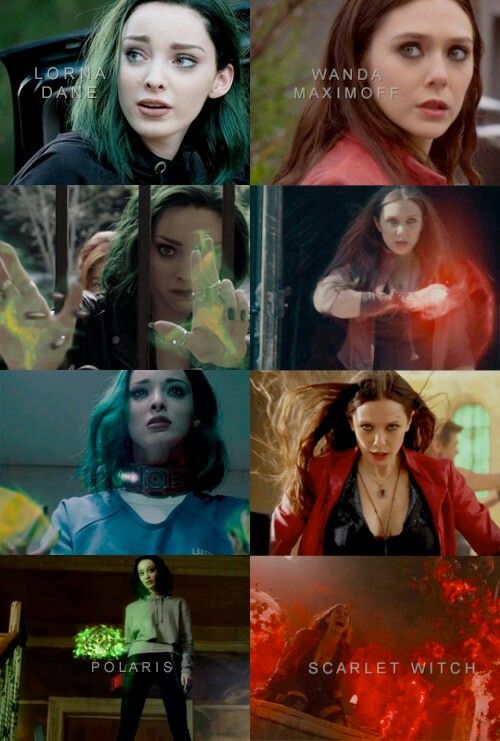 many different images of the same person with green hair and blue eyes, including one woman in