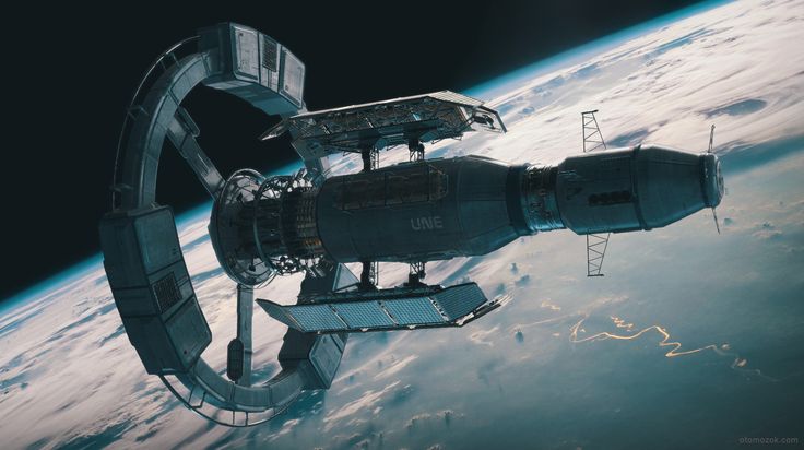 an artist's rendering of the space station in orbit