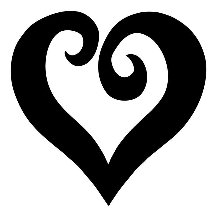 a black and white image of two spirals in the shape of a heart on a white background