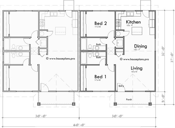 the floor plan for a two story house with three bedroom and an attached living area