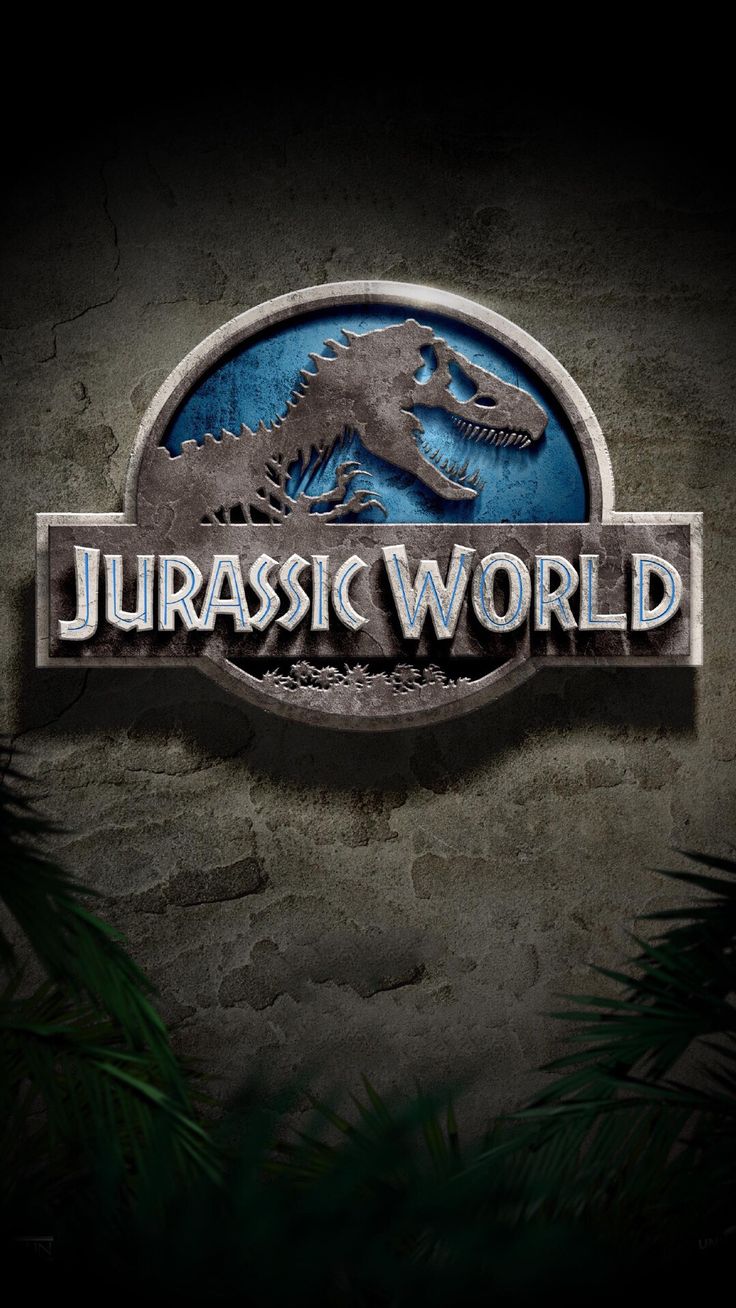 an image of a logo for the movie's tv series, jurassic world with a dinosaur on it